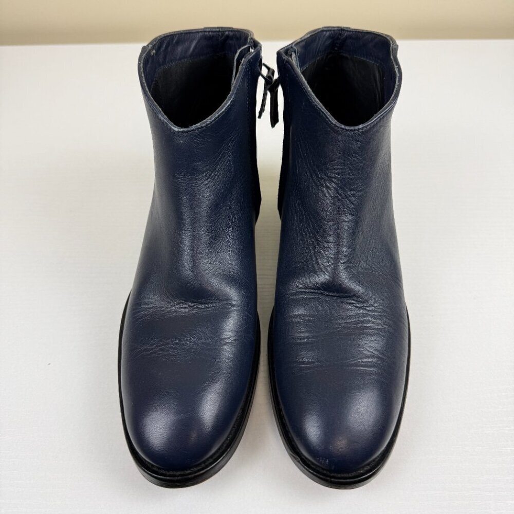 EUC Parallele Paris Navy Blue Leather Ankle Boots - Picture 2 of 12